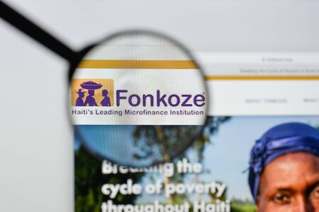 Milan, Italy - August 20, 2018: Fonkoze website homepage. Fonkoze logo visible.のeditorial素材