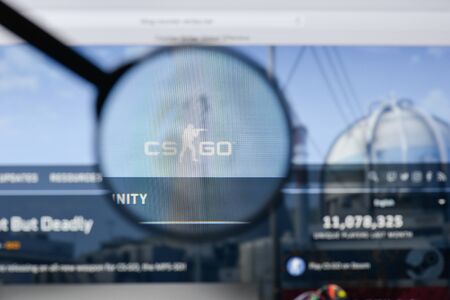 Milan, Italy - August 20, 2018: Counter-Strike: Global Offensive website homepage. Counter-Strike: Global Offensive logo visible.のeditorial素材