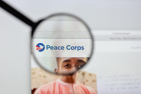 Milan, Italy - August 20, 2018: Peace Corps website homepage. Peace Corps logo visible.