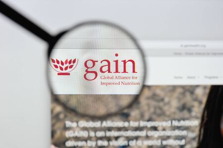 Milan, Italy - August 20, 2018: GAIN website homepage. GAIN logo visible.のeditorial素材