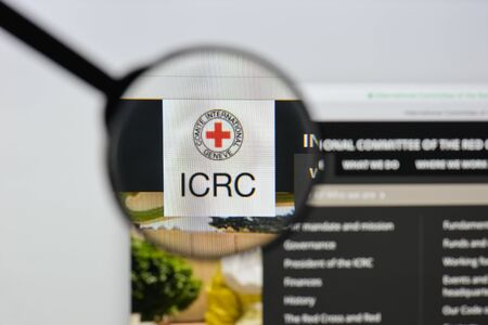 Milan, Italy - August 20, 2018: ICRC website homepage. ICRC logo visible.のeditorial素材
