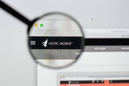 Milan, Italy - August 20, 2018: Medic Mobile website homepage. Medic Mobile logo visible.のeditorial素材