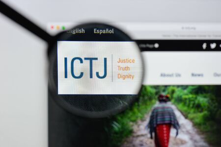 Milan, Italy - August 20, 2018: International Centre for Transitional Justice website homepage. International Centre for Transitional Justice logo visible.のeditorial素材