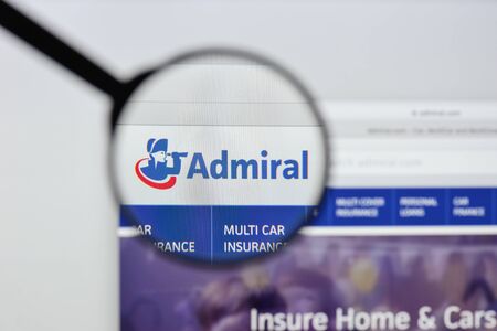Milan, Italy - August 20, 2018: Admiral website homepage. Admiral logo visible.のeditorial素材