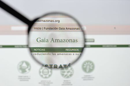 Milan, Italy - August 20, 2018: Gaia Amazonas website homepage. Gaia Amazonas logo visible.のeditorial素材