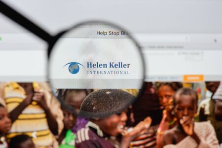 Milan, Italy - August 20, 2018: Helen Keller International website homepage. Helen Keller International logo visible.のeditorial素材