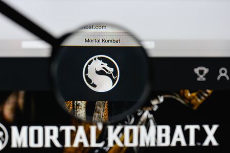 Milan, Italy - August 20, 2018: Mortal Kombat X website homepage. Mortal Kombat X logo visible.のeditorial素材