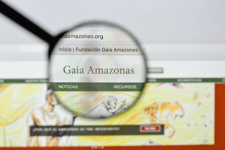 Milan, Italy - August 20, 2018: Gaia Amazonas website homepage. Gaia Amazonas logo visible.のeditorial素材