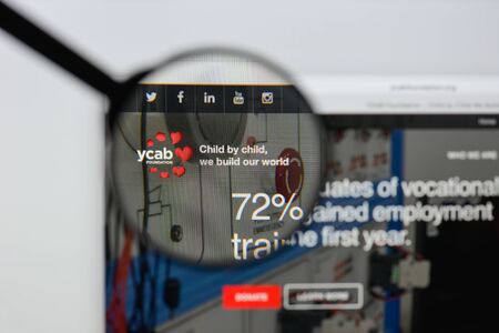 Milan, Italy - August 20, 2018: Ycab Foundation website homepage. Ycab Foundation logo visible.のeditorial素材