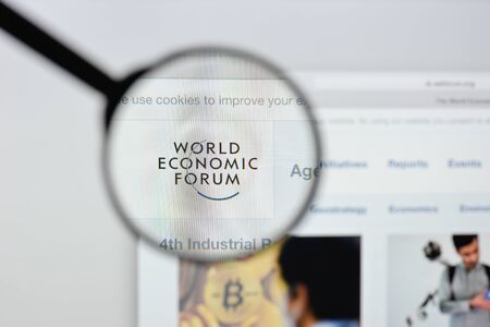 Milan, Italy - August 20, 2018: world economic forum website homepage. world economic forum logo visible.のeditorial素材
