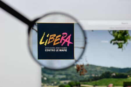Milan, Italy - August 20, 2018: Libera website homepage. Libera logo visible.のeditorial素材