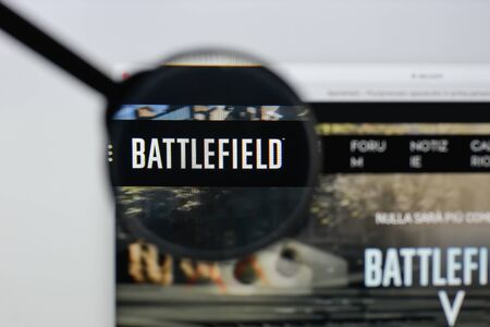 Milan, Italy - August 20, 2018: Battlefield 1 website homepage. Battlefield 1 logo visible.のeditorial素材