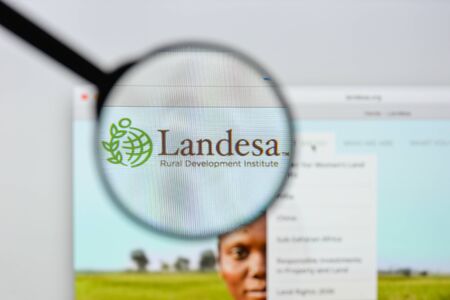 Milan, Italy - August 20, 2018: Landesa website homepage. Landesa logo visible.のeditorial素材