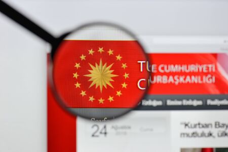 Milan, Italy - August 20, 2018: T.C. Cumhurba kanloÌ website homepage. T.C. Cumhurba kanloÌ logo visible.のeditorial素材