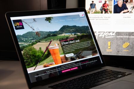 Milan, Italy - August 15, 2018: Libera NGO website homepage. Libera logo visible.のeditorial素材