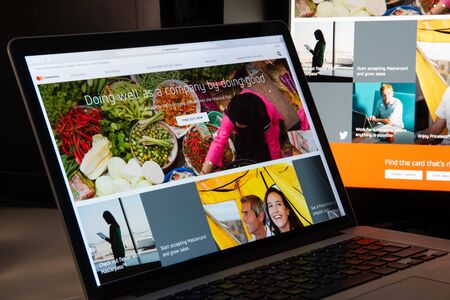 Milan, Italy - August 15, 2018: Mastercard online banking website homepage. Mastercard logo visible.のeditorial素材