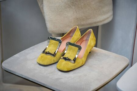 Milan, Italy - September 21, 2018: Santoni store in Milan. Montenapoleone area. Fashion week Santoni shopping.のeditorial素材