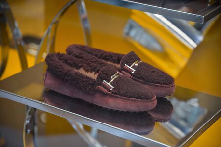 Milan, Italy - September 21, 2018: Tod s store in Milan. Montenapoleone area. Fashion week Tod s shopping.のeditorial素材