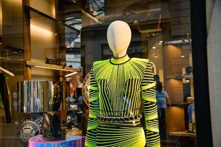 Milan, Italy - September 21, 2018: Balmain store in Milan. Montenapoleone area. Fashion week Balmain shopping.のeditorial素材