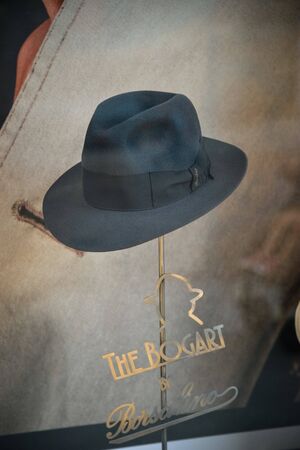 Milan, Italy - September 21, 2018: Borsalino store in Milan. Montenapoleone area. Fashion week Borsalino shopping.のeditorial素材