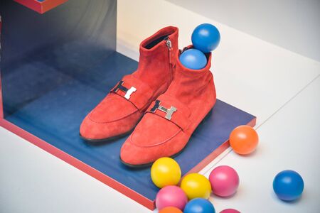 Milan, Italy - September 21, 2018: Hermes store in Milan. Montenapoleone area. Fashion week Hermes shopping.のeditorial素材