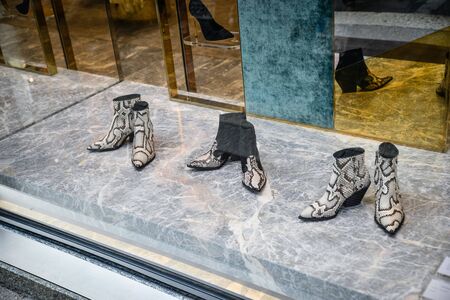 Milan, Italy - September 21, 2018: Casadei store in Milan. Montenapoleone area. Fashion week Casadei shopping.のeditorial素材