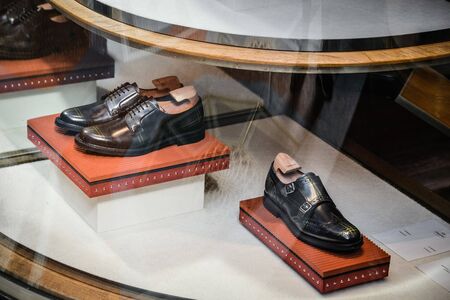 Milan, Italy - September 21, 2018: Church s store in Milan. Montenapoleone area. Fashion week Church s shopping.のeditorial素材