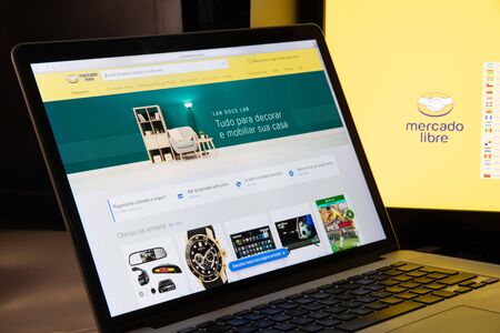 Milan, Italy - August 15, 2018: Mercado Libre website homepage. Mercado Libre logo visible.のeditorial素材