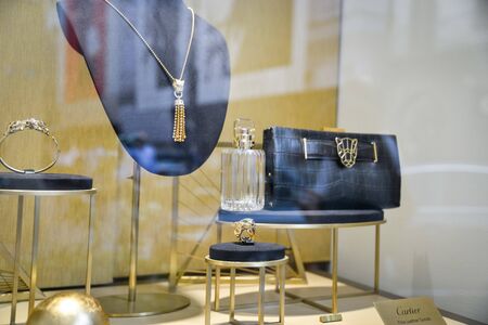 Milan, Italy - September 21, 2018: Cartier store in Milan. Montenapoleone area. Fashion week Cartierのeditorial素材