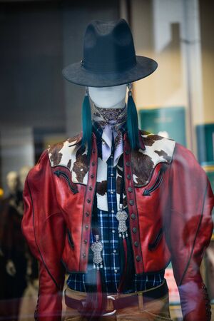Milan, Italy - September 21, 2018: Dsquared2 store in Milan. Montenapoleone area. Fashion week Dsquared2 shopping.のeditorial素材