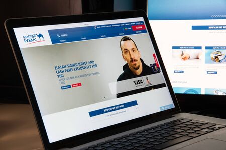 Milan, Italy - August 15, 2018: NBK online banking website homepage. NBK logo visible.のeditorial素材