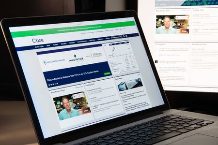 Milan, Italy - August 15, 2018: CBOE online banking website homepage. CBOE logo visible.のeditorial素材