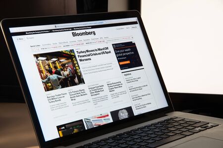 Milan, Italy - August 15, 2018: Bloomberg LP online banking website homepage. Bloomberg LP logo visible.のeditorial素材