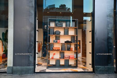 Milan, Italy - September 21, 2018: Liviana Conti store in Milan. Montenapoleone area. Fashion week Liviana Conti shopping.のeditorial素材