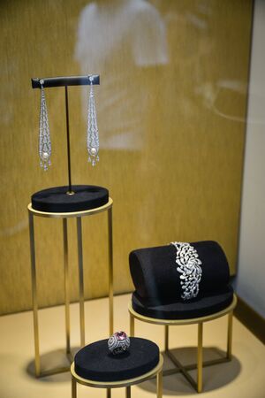 Milan, Italy - September 21, 2018: Cartier store in Milan. Montenapoleone area. Fashion week Cartier shopping.のeditorial素材
