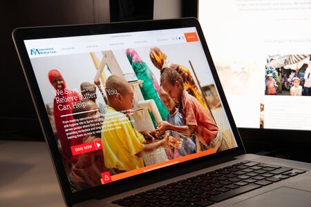 Milan, Italy - August 15, 2018: International Medical Corps NGO website homepage. International Medical Corps logo visible.のeditorial素材
