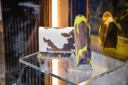 Milan, Italy - September 21, 2018: Casadei store in Milan. Montenapoleone area. Fashion week Casadei shopping.のeditorial素材