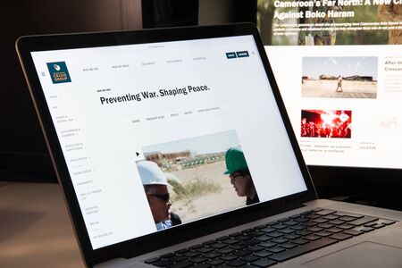 Milan, Italy - August 15, 2018: International Crisis Group NGO website homepage. International Crisis Group logo visible.のeditorial素材