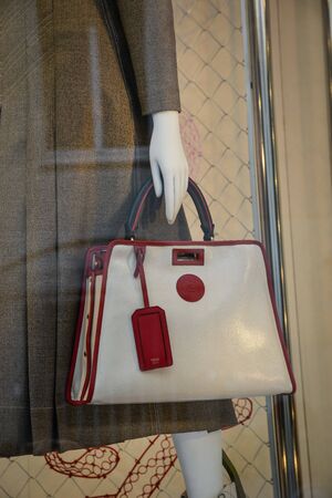 Milan, Italy - September 21, 2018: Fendi store in Milan. Montenapoleone area. Fashion week Fendi shopping.のeditorial素材