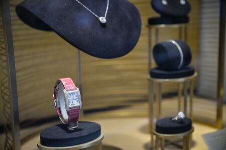 Milan, Italy - September 21, 2018: Cartier store in Milan. Montenapoleone area. Fashion week Cartier shopping.のeditorial素材