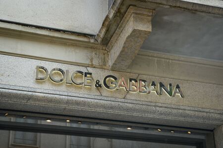 Milan, Italy - September 21, 2018: Dolce Gabbana store in Milan. Montenapoleone area. Fashion week Dolce Gabbana shopping.のeditorial素材