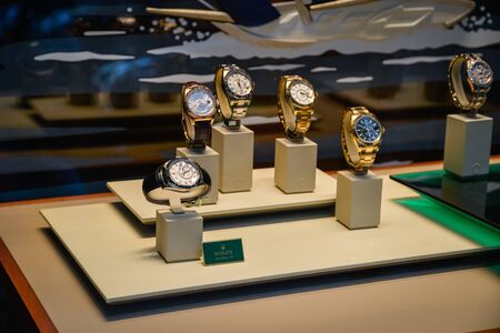 Milan, Italy - September 21, 2018: Rolex store in Milan. Montenapoleone area. Fashion week Rolex shopping.のeditorial素材
