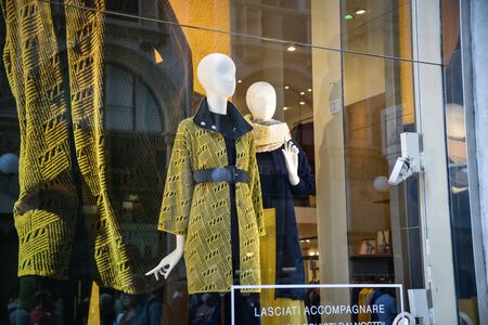 Milan, Italy - September 21, 2018: Stefanel store in Milan. Montenapoleone area. Fashion week Stefanel shopping.のeditorial素材