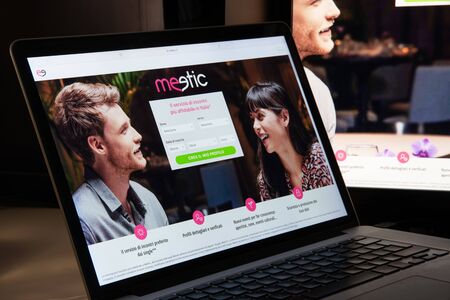 Milan, Italy - August 15, 2018: meetic website homepage. meetic logo visible.のeditorial素材