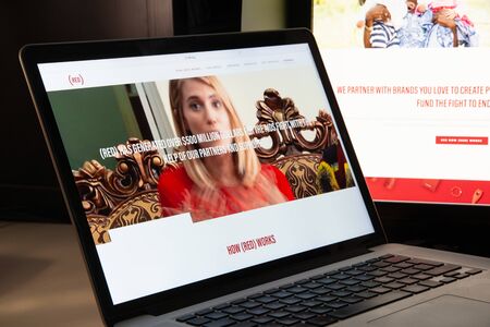 Milan, Italy - August 15, 2018: RED NGO website homepage. RED logo visible.のeditorial素材