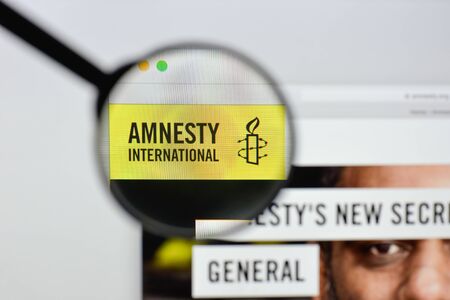 Milan, Italy - August 20, 2018: amnesty international website homepage. amnesty international logo visible.のeditorial素材
