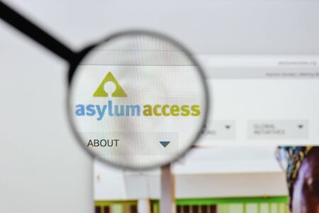 Milan, Italy - August 20, 2018: Asylum Access website homepage. Asylum Access logo visible.のeditorial素材