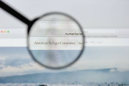 Milan, Italy - August 20, 2018: American Refugee Committee website homepage. American Refugee Committee logo visible.のeditorial素材