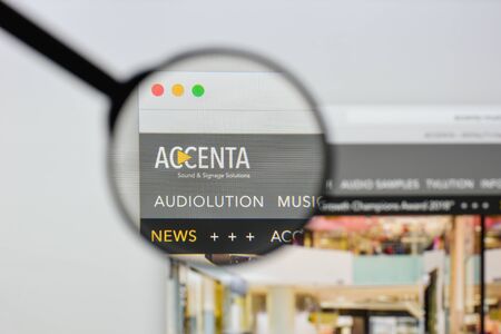 Milan, Italy - August 20, 2018: ACCENTA Music & P.O.S. website homepage. ACCENTA Music & P.O.S. logo visible.のeditorial素材