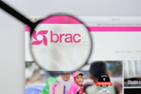 Milan, Italy - August 20, 2018: Bangladesh Rural Advancement Committee BRAC website homepage. Bangladesh Rural Advancement Committee BRAC logo visible.のeditorial素材